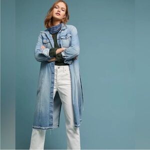 Anthropologie Sanctuary Ramsey Denim Duster Jacket Extra Small Belted Trench